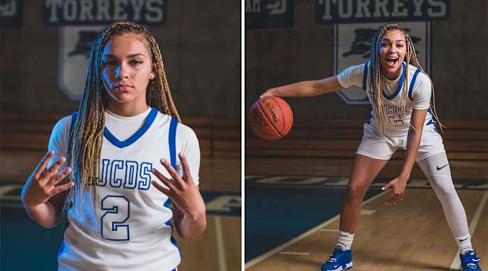 Jada Williams poses in her high school uniform